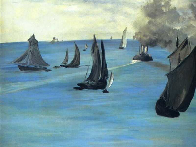 E. Manet, <em>Steamboat leaving Boulogne, </em>1864