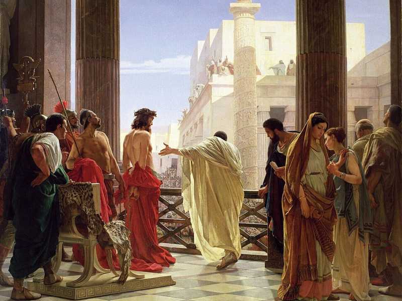 Pilato indica Ges&ugrave; alla folla. Antonio Ciseri, &ldquo;Ecce Homo&rdquo;(1850)&nbsp;<br />