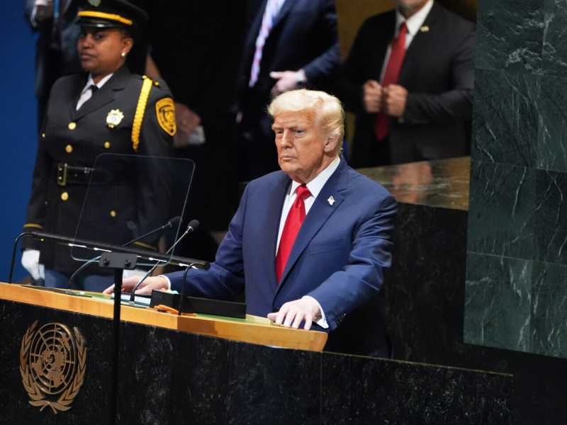 Il presidente americano Donald Trump all'Onu (foto Ap, via LaPresse)