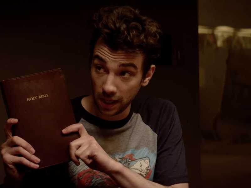 &nbsp;Jay Baruchel in una scena di "Facciamola finita", film del 2013 scritto e diretto da Evan Goldberg e Seth Rogen<br />