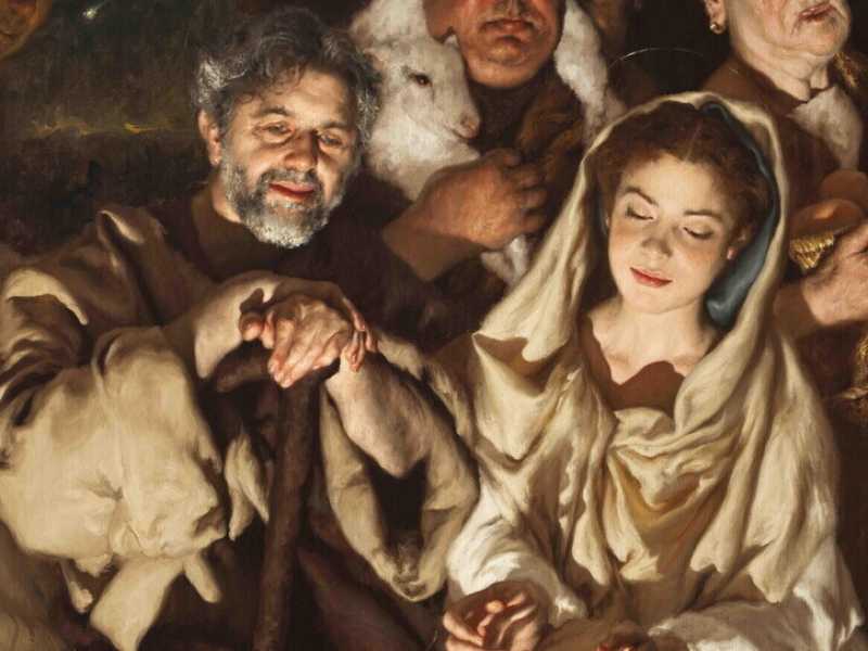 Giovanni Gasparro, Quel che vide Nostro Signore al primo sguardo. Olio su lino belga, 80x100 cm, 2025. Collezione privata, Camerano (Ancona). Foto Archivio Luciano e Marco Pedicini