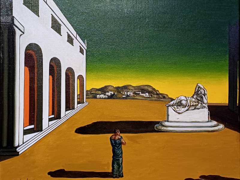Meditazione autunnale, di Giorgio de Chirico (1912), Museo Soumaya, Messico&nbsp;<br />