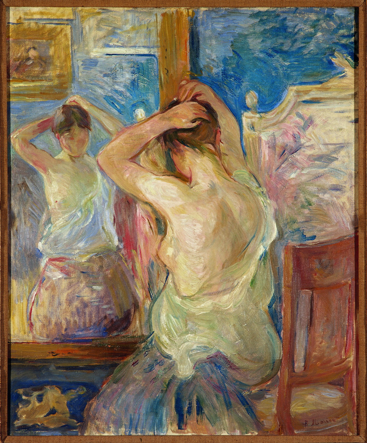 Berthe Morisot Devant la psych&eacute;, 1890 Olio su tela, 55&times;46 cm Collection Fondation Pierre Gianadda, Martigny, Suisse