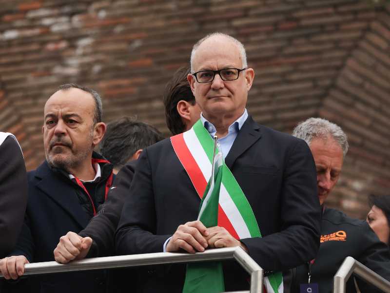 Roberto Gualtieri, Sindaco di Roma, presenzia la Maratona di Roma. Roma, 22 marzo 2026