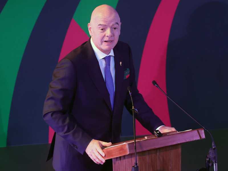 epa12857966 FIFA President Gianni Infantino speaks during the opening of the 'Epic Album' exhibition in Mexico City, Mexico, 28 March 2026. Infantino says being in Mexico feels special, noting that the Aztecs played a ball game about 3,000 years ago.  EPA/Madla Hartz