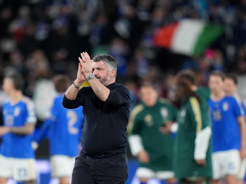 Gennaro Gattuso festeggia la vittoria contro l'Irlanda del Nord (foto LaPresse)