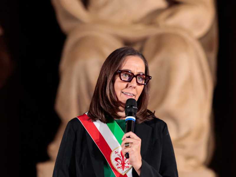 Sara Funaro durante le premiazioni del calcio femminile all'evento Women4Football presso il Salone dei 500 di Palazzo Vecchio, Firenze, 16 marzo 2026. ANSA/Ufficio Stampa Comune di Firenze + UFFICIO STAMPA, PRESS OFFICE, HANDOUT PHOTO, NO SALES, EDITORIAL USE ONLY + NPK