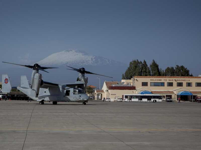 Base militare Usa di Sigonella. Foto Ufficio stampa Nas Sigonella (Ansa)