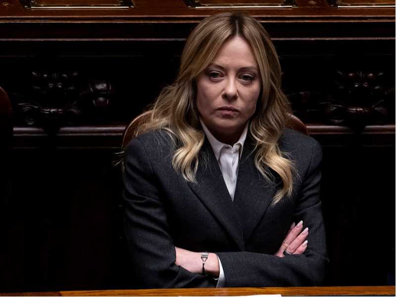 La presidente del consiglio Giorgia Meloni in parlamento durante l'informativa del 9 aprile 2026  (foto Getty Images)
