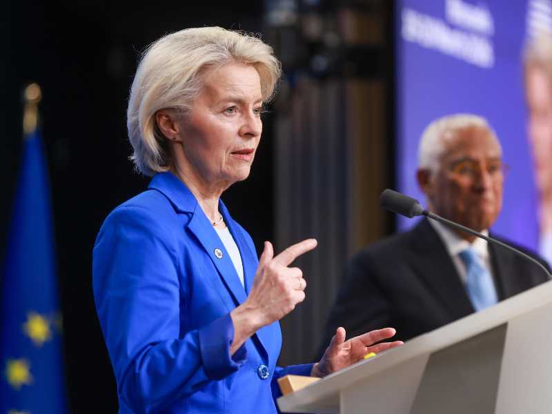 La presidente della Commissione europea Ursula von der Leyen. Foto Ansa