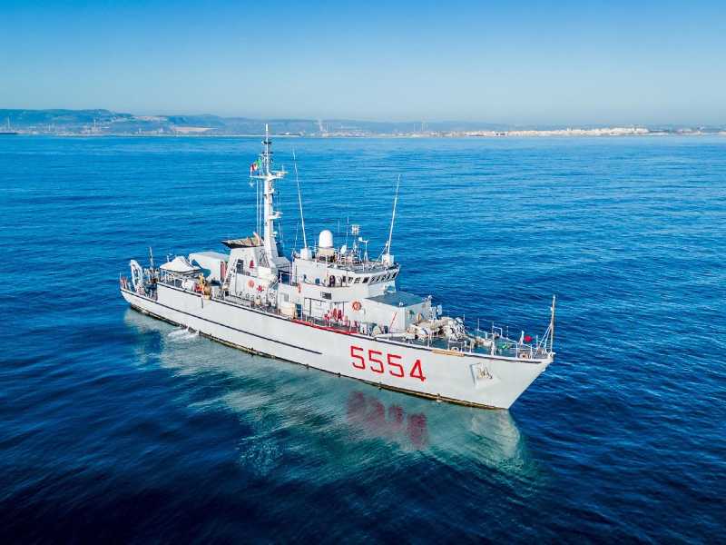 Il cacciamine della Marina Militare. ANSA/MARINA MILITARE