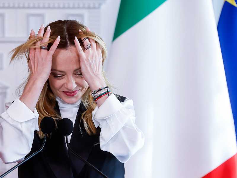 Italian Prime Minister Giorgia Meloni and Kenyan President William Ruto attend a joint press conference during their meeting at Palazzo Chigi in Rome, Italy, 20 April 2026. ANSA/ANGELO CARCONI
