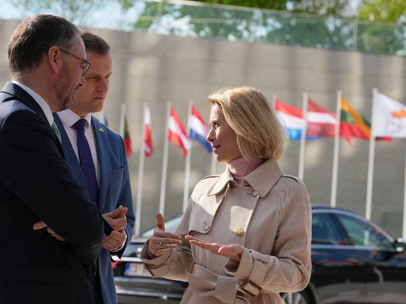 Kaja Kallas alla riunione dei ministri degli esteri dell'Ue presso la sede del Consiglio europeo in Lussemburgo (LaPresse)