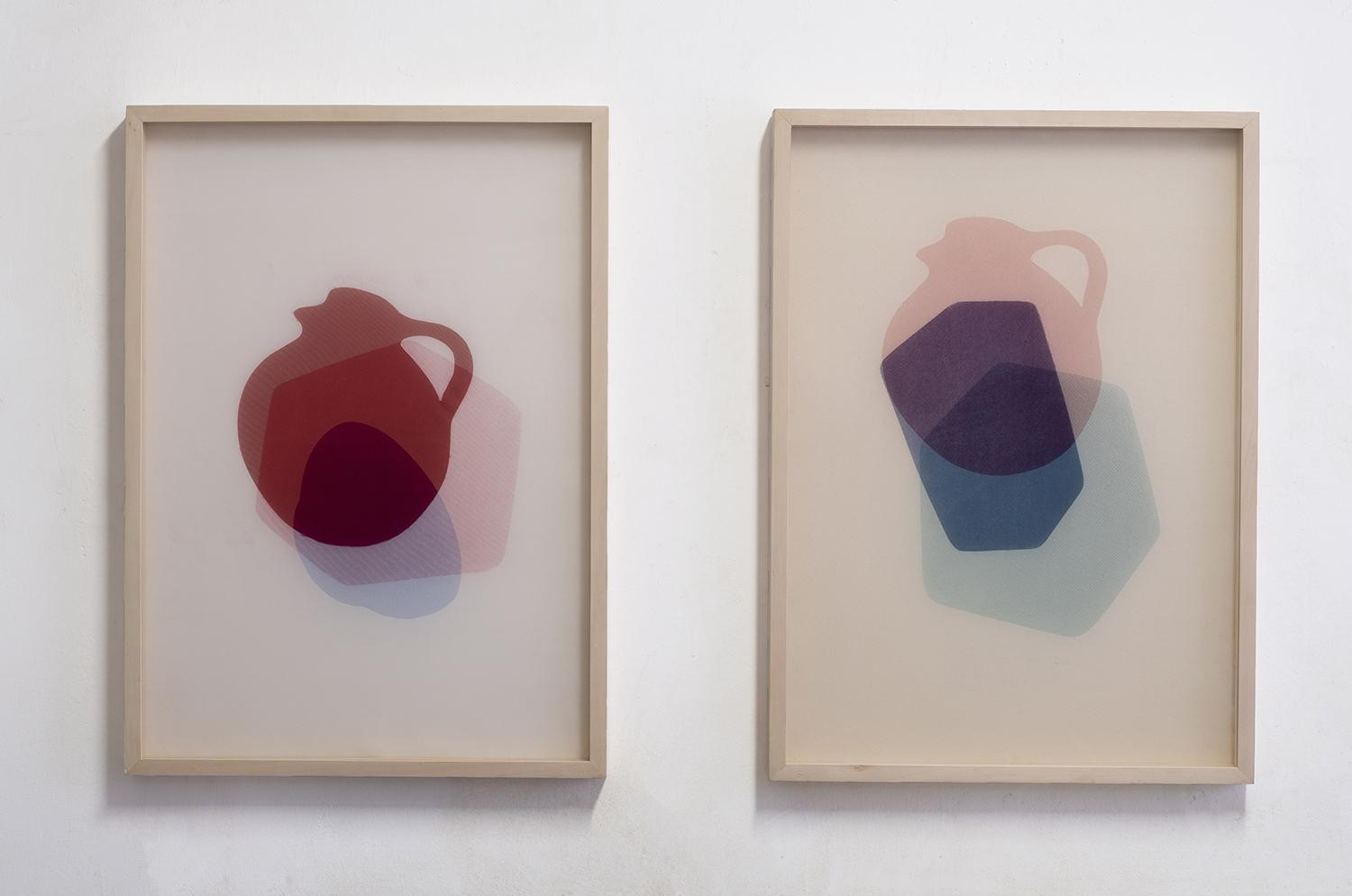 Contatto F2315 & F2316, 71x51cm each, Pigmento su Tessuto, 2023, Courtesy Nuova Galleria Morone