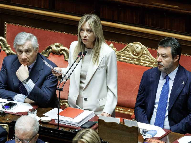 Antonio Tajani, Giorgia Meloni e Matteo Salvini - foto LaPresse
