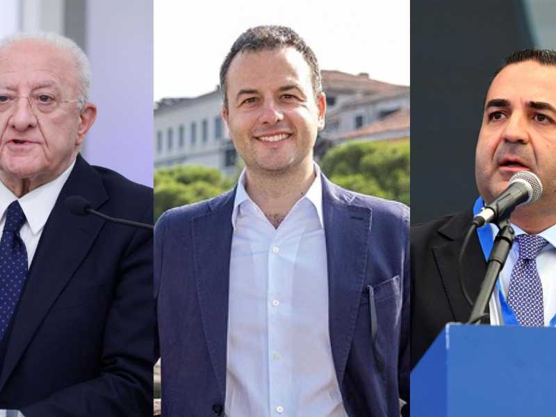 Da sinistra a destra: Vincenzo De Luca (Foto Ansa), Simone Venturini (Foto Ansa) e Francesco Cannizzaro (Foto Ansa)