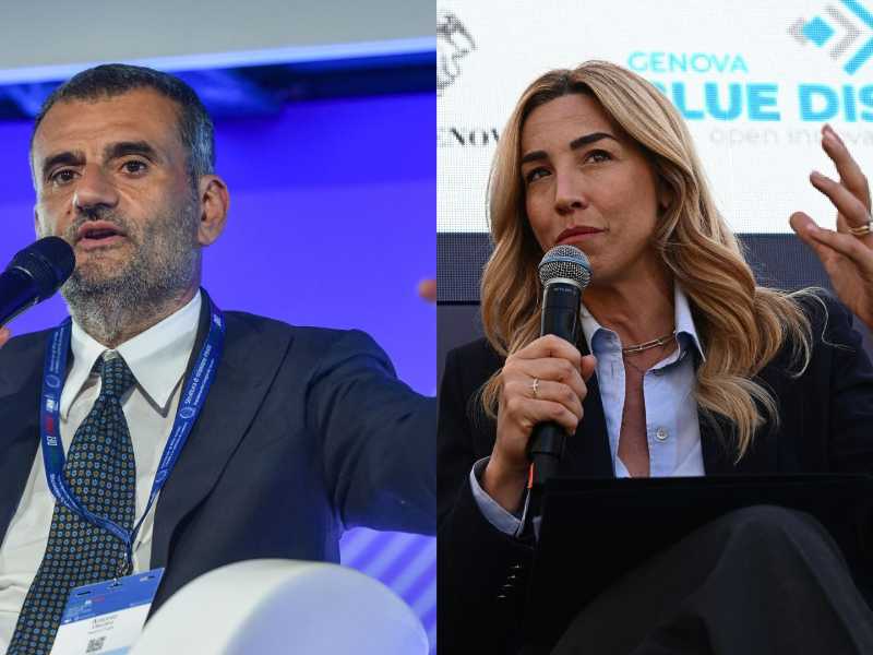 A sinistra Antonio Decaro (Foto Ansa); a destra Silvia Salis (Foto Ansa)
