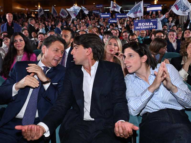 Giuseppe Conte, Alessandro Onorato e Elly Schlein - foto Ansa